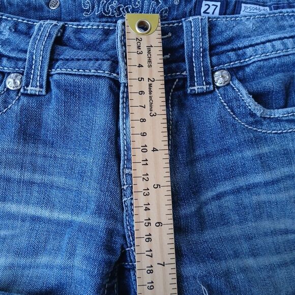Miss Me Slim Boot Stretch Denim Jeans Embellish Cross Pockets Sz 27 VTG Y2K - Picture 6 of 8